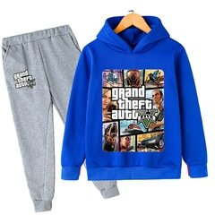 GTA V 2021 outono moda da criança do bebê meninos dos desenhos animados roupa grande roubo auto manga longa hoodies topos + calças compridas 2 pçs conjunto terno esportivo - comprar online