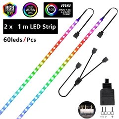 Ws2812b rgb led strip 5v 3 pinos endereçáveis led cabeçalhos pc para asus aura sync/msi mystic luz sincronização/gigabyte rgb fusão 2.0 - comprar online