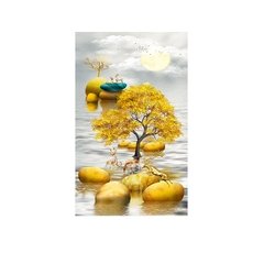 Arte de luxo moderna dourada, pedra dourada e árvore dourada, pintura de paisagem, imagens de arte para parede para sala de estar, decoração de casa (sem moldura) - comprar online