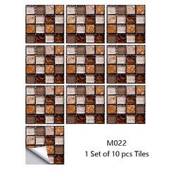 Adesivos de parede de mosaico de mármore, adesivos de parede plano 2d, capas impressas para cozinha, banheiro, descascar e vara, à prova d'água, mural de arte com 10 peças - comprar online