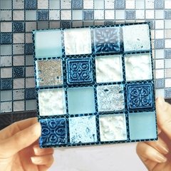 Papel de parede adesivo de mosaico 10cm, 20 peças, impermeável, adesivo de banheiro, cozinha, resistente à óleo - loja online