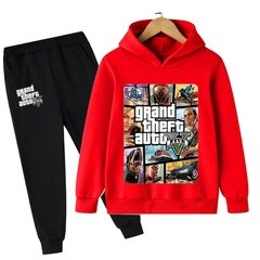 GTA V 2021 outono moda da criança do bebê meninos dos desenhos animados roupa grande roubo auto manga longa hoodies topos + calças compridas 2 pçs conjunto terno esportivo - comprar online