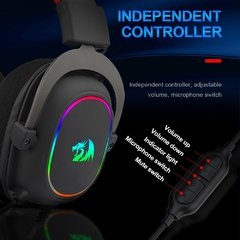 Redragon zeus x h510 rgb gaming usb fone de ouvido com cancelamento de ruído, 7.1 surround computar fone de ouvido microfone para pc ps4 na internet