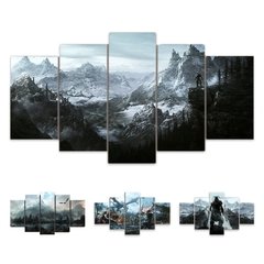 Jogo de vídeo skyrim dragon pôsteres e impressões hd, 5 peças paisagem imagens de pintura em tela para sala de estar arte de parede decoração da casa - loja online