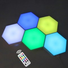 Lâmpada led hexagonal rgb, luminária led de parede com sensor tátil, rgbw, com favo de mel, luz noturna colorida, lâmpada modular usb - loja online