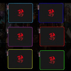 Mousepad redragon pluto p026 para jogos, 9 modos de iluminação, base de borracha 330*260*3mm para jogos, com borda de bloqueio - comprar online