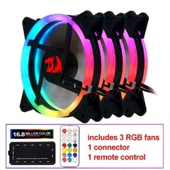 Redragon-ventilador para computador, 120mm, cores rgb, silencioso, cpu, 6 pinos, led, cooler