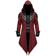 2022 masculino trench coat couro com capuz gótico medieval renascentista retro punk assassino creed casacos de manga longa S-3XL