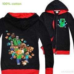 Minecraft primavera e outono crianças casaco meninos e meninas dos desenhos animados com capuz zíper cardigan roupas na internet