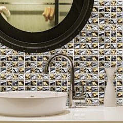 Adesivo de parede com mosaico em metal, arte de renovação para banheiro, geladeira, mural, casca e vinil