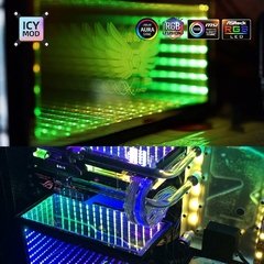 Imagem do Infinito painel rgb infinito estéreo 3d pc caso placa de iluminação decoração personalizada gpu backplate lianli placa dianteira 12v/5v aura mod