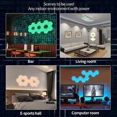 Lâmpada led hexagonal rgb, luminária led de parede com sensor tátil, rgbw, com favo de mel, luz noturna colorida, lâmpada modular usb na internet