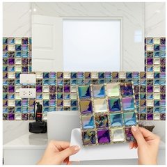 10 pçs telha de cristal adesivos diy auto adesivo à prova dwaterproof água cozinha banheiro vinil mosaico casca e vara telha adesivos de parede - Dr. Brauch