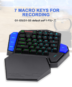 Redragon diti k585 rgb 42 teclas, teclado mecânico com deisgn azul para jogos programáveis macro 7 teclas para fps lol/pubg - Dr. Brauch