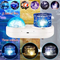 Oceano quarto luz de projeção 360 ° girando fantasia colorida led luz dupla camada 3d estrelado céu projetor golfinho noite luz na internet