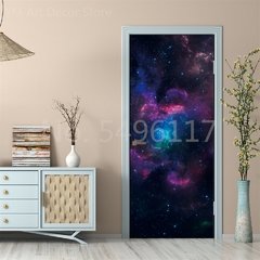 Astronauta Adesivo de porta Lua Terra Planeta Espaço porta Papéis de parede Adesivo de parede 3D Peel and Stick Vinil Quarto sala de estar Decoração Poster DIY Móveis geladeira porta adesivos - loja online