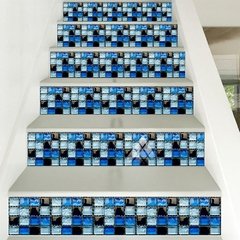 10 pçs/set Liso Azul Filme Duro de Cristal Mosaico Azulejos Etiqueta Living Room Decor Wall Stickers Peel & Vara Removível PVC Papel De Parede na internet