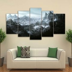 Jogo de vídeo skyrim dragon pôsteres e impressões hd, 5 peças paisagem imagens de pintura em tela para sala de estar arte de parede decoração da casa na internet