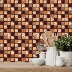 Adesivos de parede de mosaico de mármore, adesivos de parede plano 2d, capas impressas para cozinha, banheiro, descascar e vara, à prova d'água, mural de arte com 10 peças - comprar online