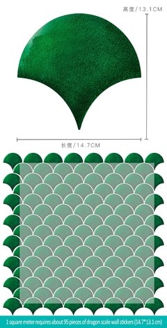 Imagem do 190/95/24 pçs impermeável telha adesivos oceano cor peixe escala fan-shaped adesivos de parede filme de cristal fácil de limpar papéis de parede arte