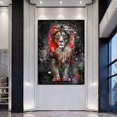 Pinturas abstratas de leões em tela, modernas e coloridas com animais, posteres e impressões para casa, arte de parede, imagens decorativas, sem moldura - comprar online