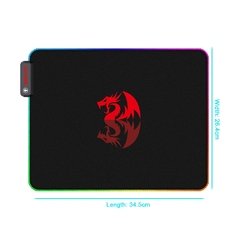 Mousepad redragon pluto p026 para jogos, 9 modos de iluminação, base de borracha 330*260*3mm para jogos, com borda de bloqueio na internet