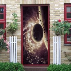 Papel de parede com estampa de estrelas do céu, universo 3d, adesivo de porta, mural de pvc, decoração de quarto infantil, pôster de decoração para casa - comprar online