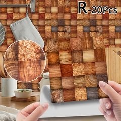 20pc pvc à prova dwaterproof água telha de grão de madeira adesivo cozinha banheiro auto adesivo parede sala estar quarto papel de parede decoração da sua casa - Dr. Brauch