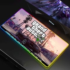 GTA V Tapete de borracha antiderrapante com led rgb, tamanho grande, xxg, gamer, para jogar, teclado rgb, laptop, computador grand furto, grande quantidade - loja online