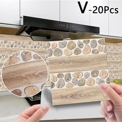 20pc pvc à prova dwaterproof água telha de grão de madeira adesivo cozinha banheiro auto adesivo parede sala estar quarto papel de parede decoração da sua casa - comprar online