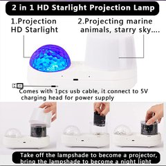 Oceano quarto luz de projeção 360 ° girando fantasia colorida led luz dupla camada 3d estrelado céu projetor golfinho noite luz - comprar online