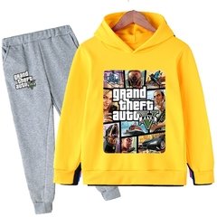 GTA V 2021 outono moda da criança do bebê meninos dos desenhos animados roupa grande roubo auto manga longa hoodies topos + calças compridas 2 pçs conjunto terno esportivo - loja online