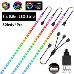 Ws2812b rgb led strip 5v 3 pinos endereçáveis led cabeçalhos pc para asus aura sync/msi mystic luz sincronização/gigabyte rgb fusão 2.0