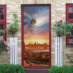 Papel de parede com estampa de estrelas do céu, universo 3d, adesivo de porta, mural de pvc, decoração de quarto infantil, pôster de decoração para casa na internet