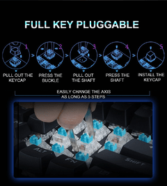 Redragon diti k585 rgb 42 teclas, teclado mecânico com deisgn azul para jogos programáveis macro 7 teclas para fps lol/pubg