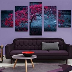 5 peças da arte da parede pintura lona árvore vermelha paisagem poster modular fotos decoração para casa moderna sala de estar frete grátis