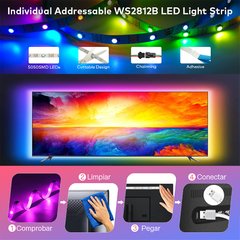 Tira conduzida 1m-30m rgbic ws2812b bluetooth app controle perseguindo efeito luzes fita flexível diodo tv backlight quarto decorar