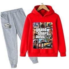 GTA V 2021 outono moda da criança do bebê meninos dos desenhos animados roupa grande roubo auto manga longa hoodies topos + calças compridas 2 pçs conjunto terno esportivo - Dr. Brauch