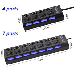 Usb 2.0 hub hub usb 2.0 multi usb divisor hub uso adaptador de energia 4/7 porto múltiplo expansor 2.0 hub usb com interruptor para pc - comprar online