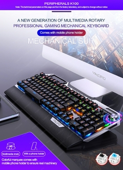 Teclado para jogos mecânicos, modo duplo, upgrade, 108 teclas, painel de metal, - loja online