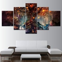 Imagem do Pôsteres floresta luminoso 5 peças, arte decoração da parede imagem em tela impressa hd pinturas para sala de estar casa decoração