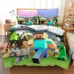 Minecraft Likurb meu jogo mundo diamante steve duvet caso fronha cama conjunto gêmeo rainha rei tamanho para crianças meninos meninas quarto - comprar online