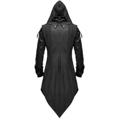 2022 masculino trench coat couro com capuz gótico medieval renascentista retro punk assassino creed casacos de manga longa S-3XL - Dr. Brauch