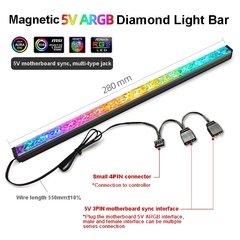 Faixa de luz led rgb para computador, acessório de segurança para desktop, com lente diamante, placa mãe