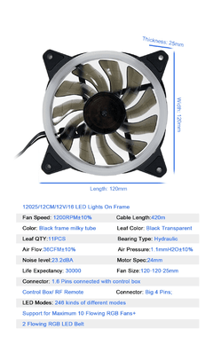 Redragon-ventilador para computador, 120mm, cores rgb, silencioso, cpu, 6 pinos, led, cooler