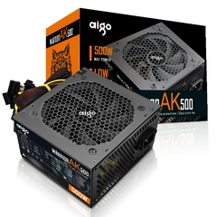 Aigo-AK Fonte de Alimentação para PC, Black Gaming, Quiet, 120mm, RGB Fan, 24P