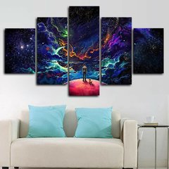 Pintura de tela luminosa embutida, 5 painéis, arte para parede, decoração para sala de estar, poster sem moldura na internet