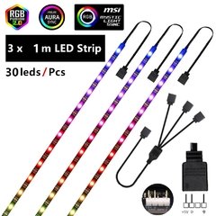 Ws2812b rgb led strip 5v 3 pinos endereçáveis led cabeçalhos pc para asus aura sync/msi mystic luz sincronização/gigabyte rgb fusão 2.0 - comprar online