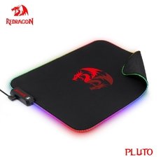 Mousepad redragon pluto p026 para jogos, 9 modos de iluminação, base de borracha 330*260*3mm para jogos, com borda de bloqueio