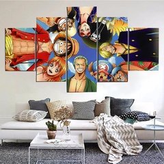 5 peça arte da parede pintura em tela anime animação palha chapéu pirata moderna casa sala de estar decoração imagens quadro - comprar online